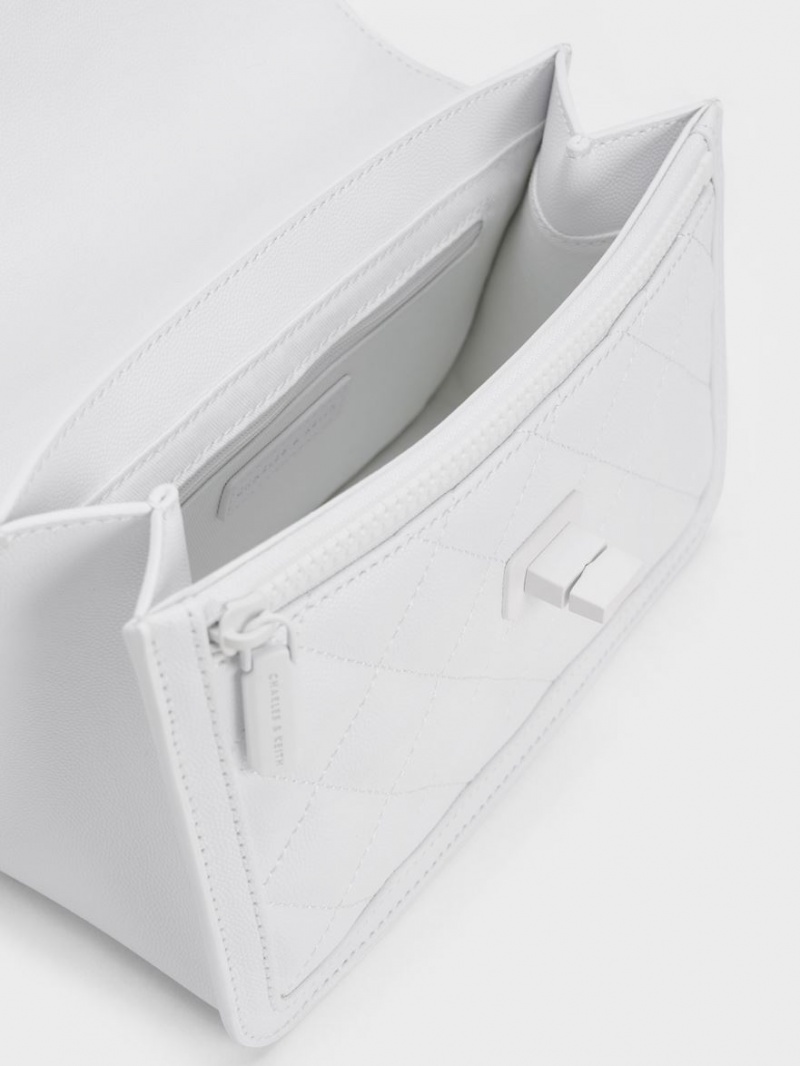 τσάντεσ ώμου Charles And Keith Micaela Καπιτονέ Chain ασπρα | 81293-TPDO