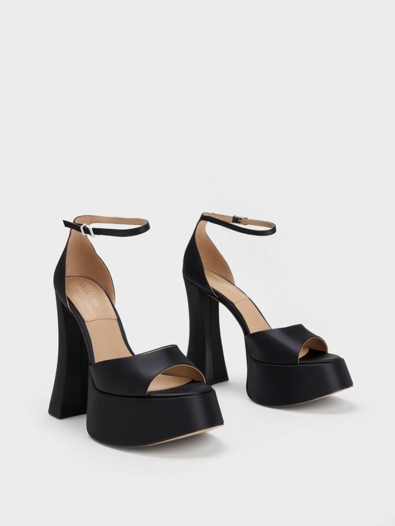 Πεδιλα Πλατφορμεσ Charles And Keith Michelle Recycled Polyester μαυρα | 21958-BOMX