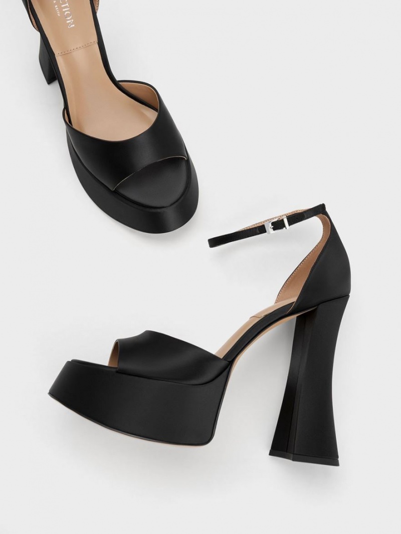Πεδιλα Πλατφορμεσ Charles And Keith Michelle Recycled Polyester μαυρα | 21958-BOMX