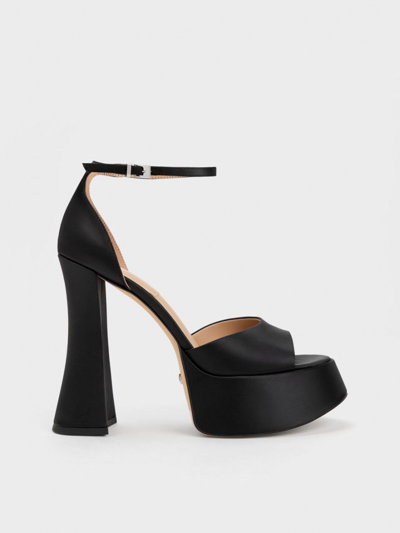 Πεδιλα Πλατφορμεσ Charles And Keith Michelle Recycled Polyester μαυρα | 21958-BOMX