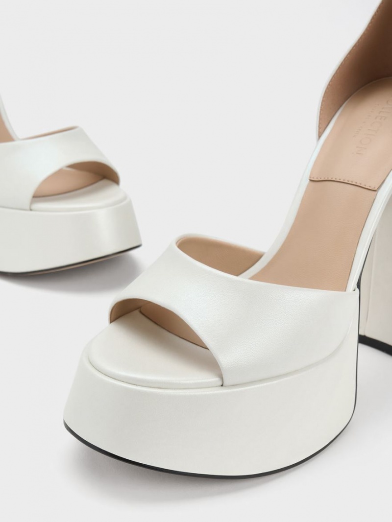 Πεδιλα Πλατφορμεσ Charles And Keith Michelle δερματινα ασπρα | 68714-EGPS