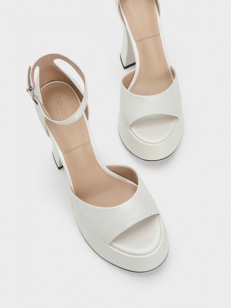 Πεδιλα Πλατφορμεσ Charles And Keith Michelle δερματινα ασπρα | 68714-EGPS