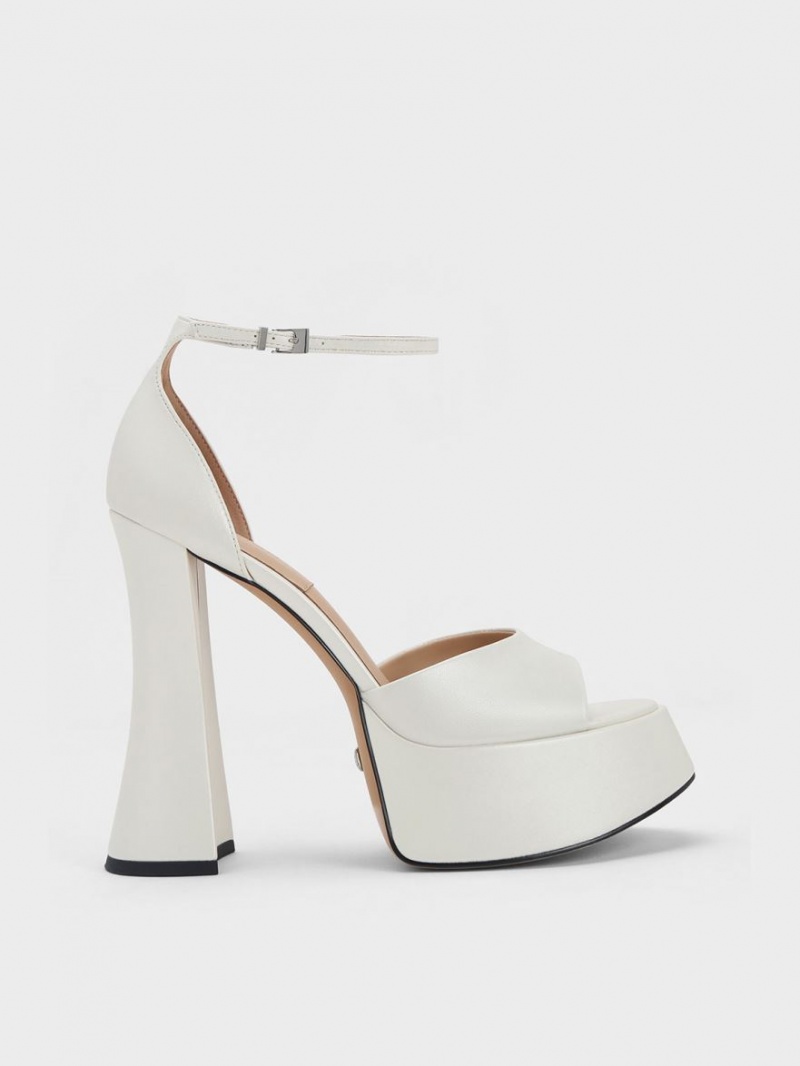 Πεδιλα Πλατφορμεσ Charles And Keith Michelle δερματινα ασπρα | 68714-EGPS