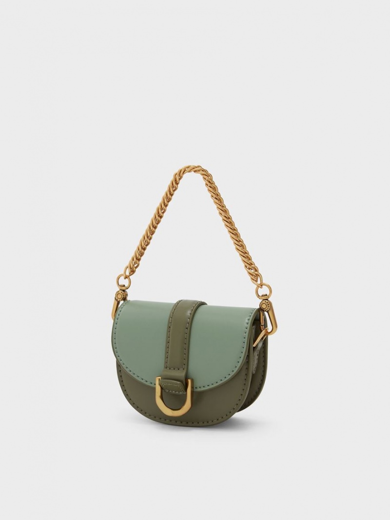 Τσάντες Σέλας Charles And Keith Micro Gabine Two-Tone​ Ελιά | 02365-WTPA