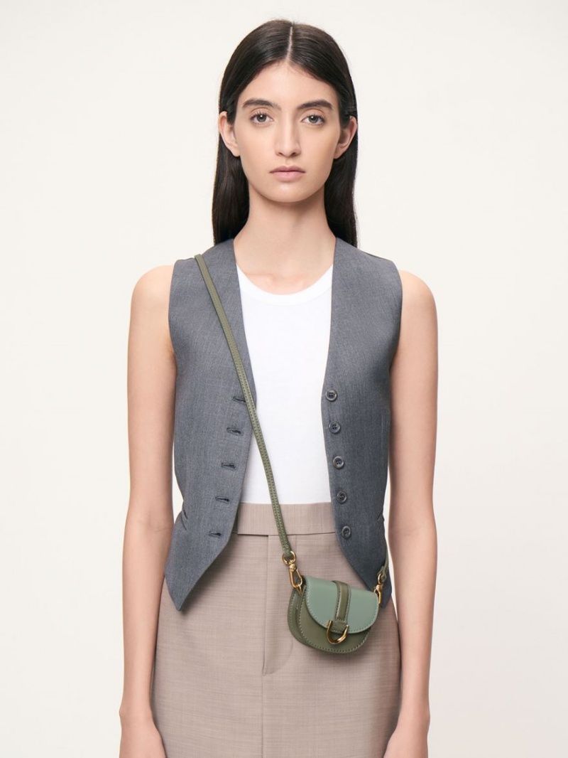Τσάντες Σέλας Charles And Keith Micro Gabine Two-Tone​ Ελιά | 02365-WTPA