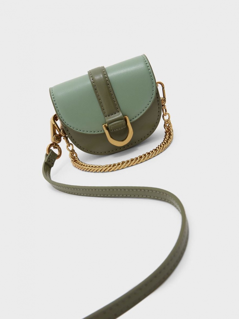 Τσάντες Σέλας Charles And Keith Micro Gabine Two-Tone​ Ελιά | 02365-WTPA