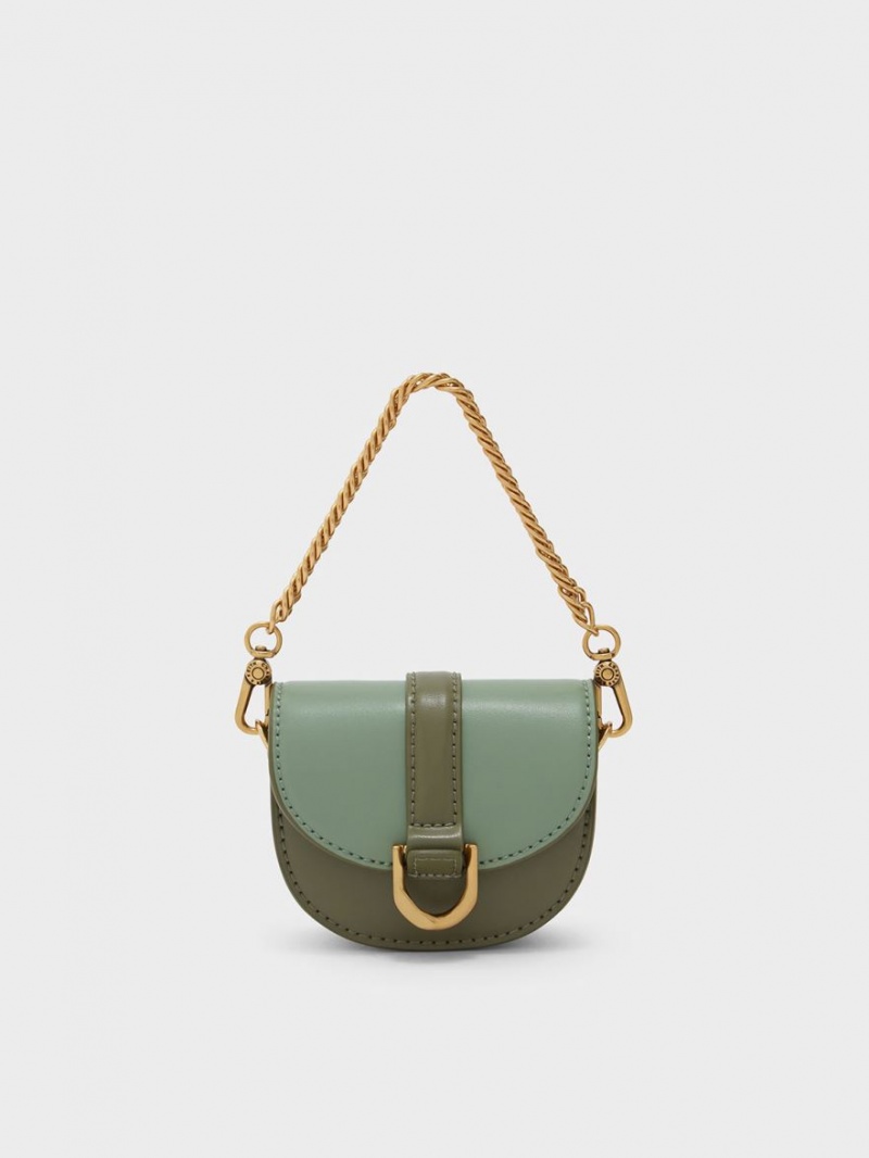Τσάντες Σέλας Charles And Keith Micro Gabine Two-Tone​ Ελιά | 02365-WTPA