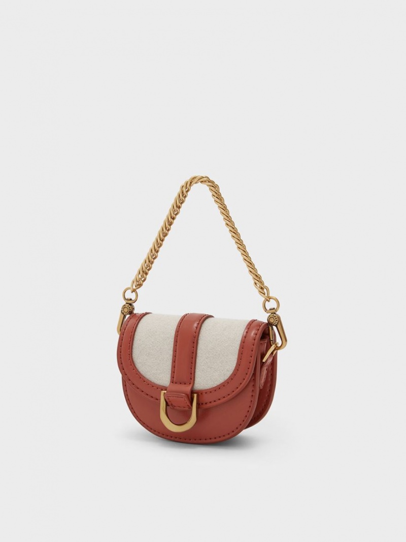Τσάντες Σέλας Charles And Keith Micro Gabine Two-Tone​ σκούρο κοκκινα | 75142-XBGH