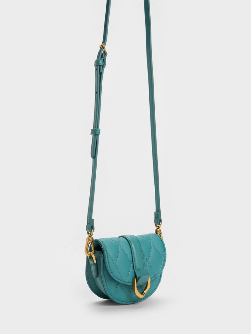 Τσάντες Σέλας Charles And Keith Micro Gabine Καπιτονέ τυρκουάζ | 67854-UNBS