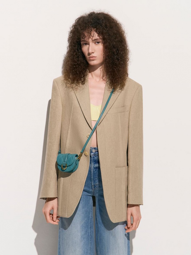 Τσάντες Σέλας Charles And Keith Micro Gabine Καπιτονέ τυρκουάζ | 67854-UNBS