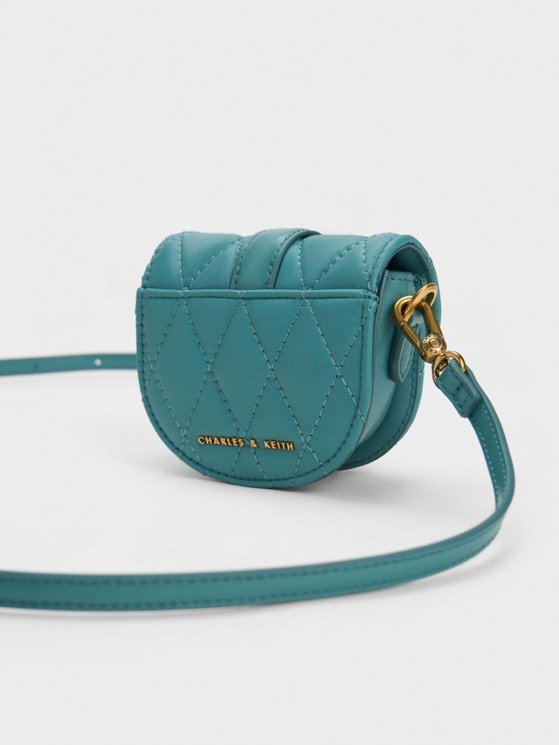 Τσάντες Σέλας Charles And Keith Micro Gabine Καπιτονέ τυρκουάζ | 67854-UNBS