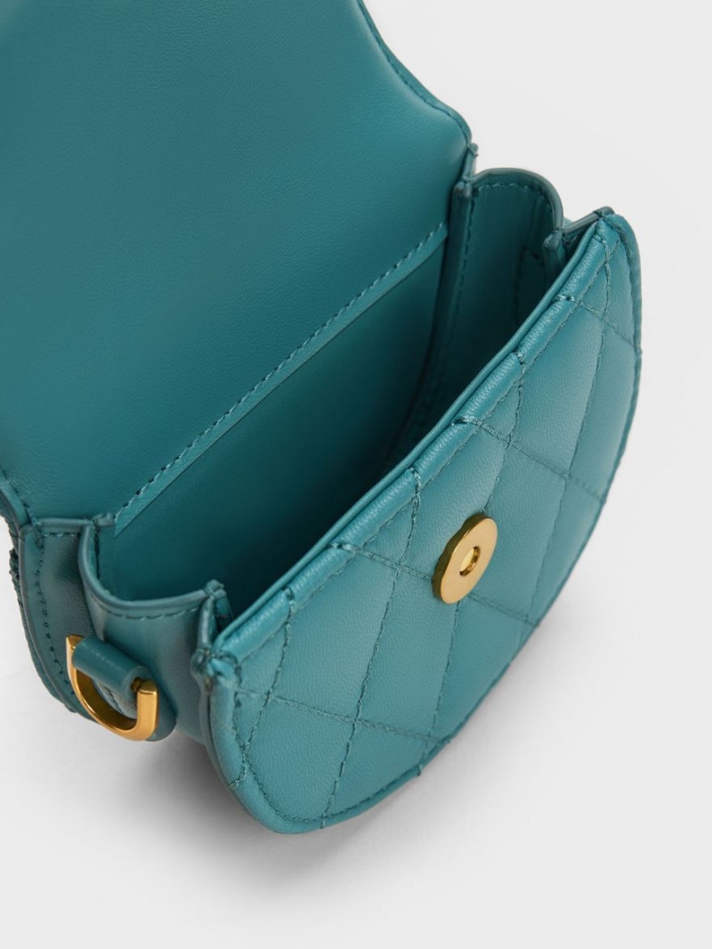 Τσάντες Σέλας Charles And Keith Micro Gabine Καπιτονέ τυρκουάζ | 67854-UNBS