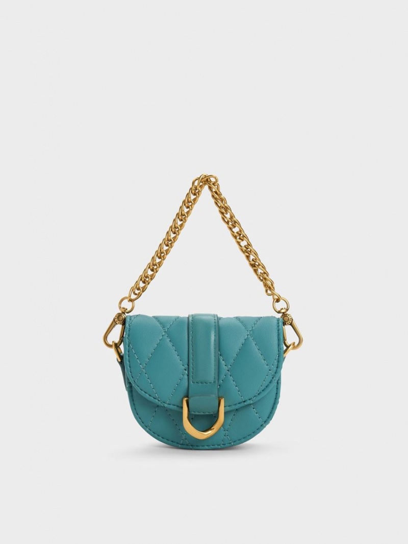 Τσάντες Σέλας Charles And Keith Micro Gabine Καπιτονέ τυρκουάζ | 67854-UNBS