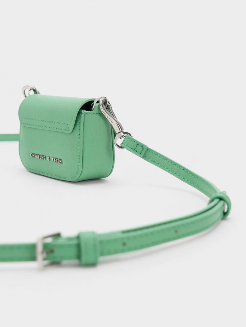 μίνι τσάντες Charles And Keith Micro Koa Square Push-Lock πρασινο | 06123-DKCR