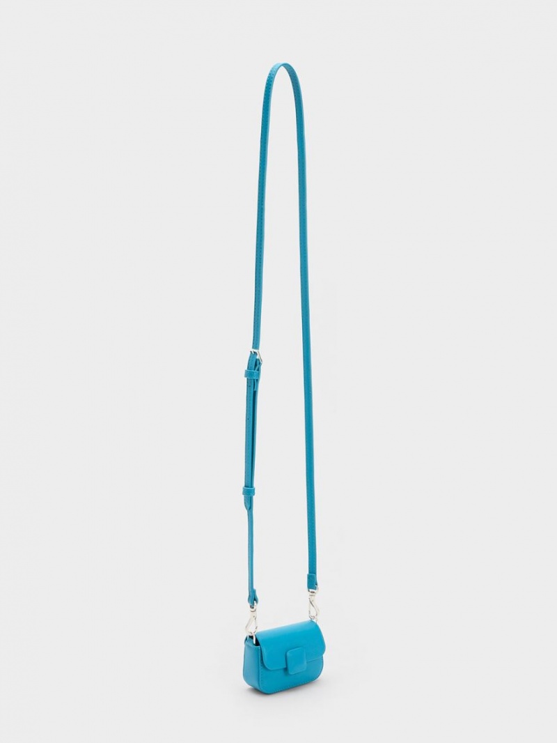 μίνι τσάντες Charles And Keith Micro Koa Square Push-Lock μπλε | 70438-IDXR
