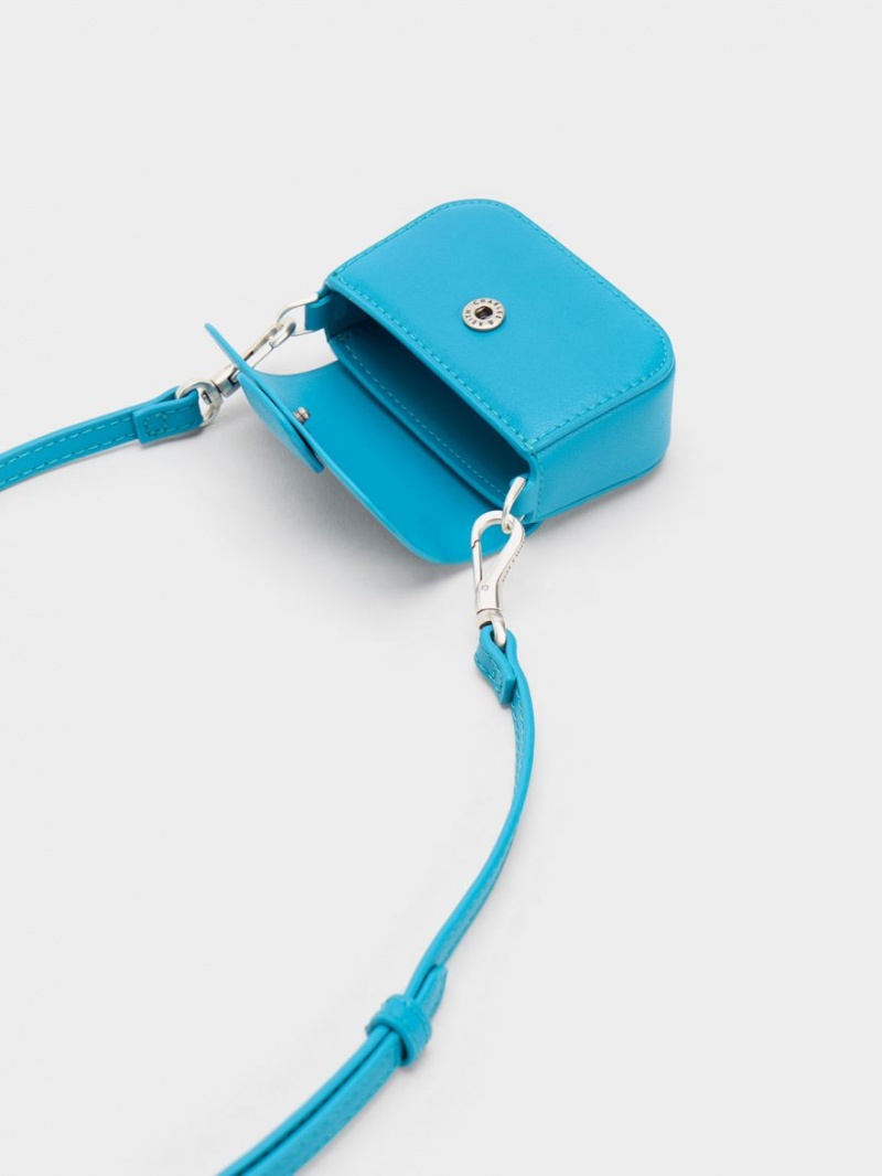 μίνι τσάντες Charles And Keith Micro Koa Square Push-Lock μπλε | 70438-IDXR