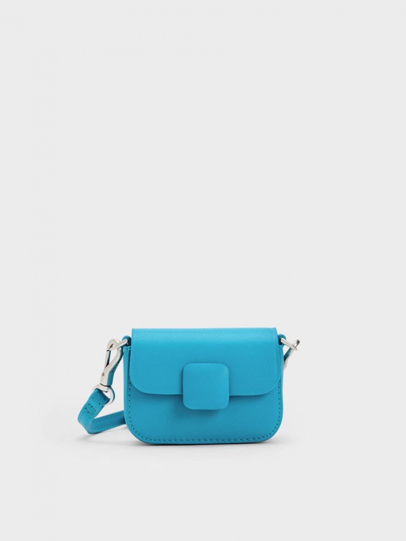 μίνι τσάντες Charles And Keith Micro Koa Square Push-Lock μπλε | 70438-IDXR