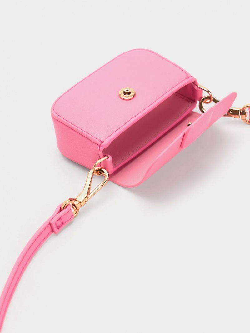 μίνι τσάντες Charles And Keith Micro Koa Square Push-Lock ροζ | 98735-BSDV