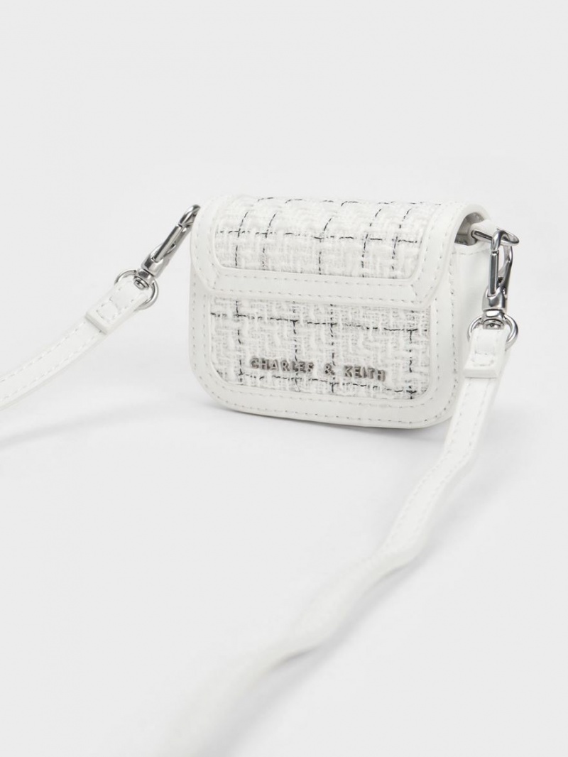 τσάντεσ χιαστί Charles And Keith Micro Koa Tweed κρέμα | 69725-AKHG