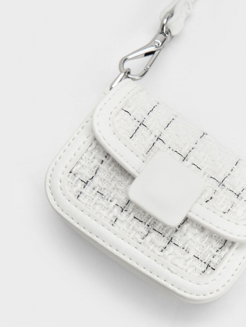 τσάντεσ χιαστί Charles And Keith Micro Koa Tweed κρέμα | 69725-AKHG