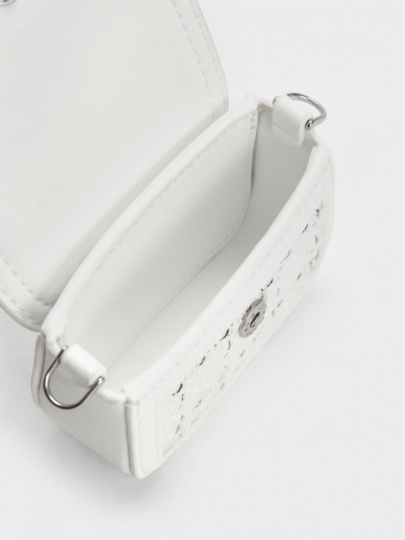 τσάντεσ χιαστί Charles And Keith Micro Koa Tweed κρέμα | 69725-AKHG