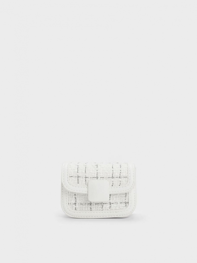 τσάντεσ χιαστί Charles And Keith Micro Koa Tweed κρέμα | 69725-AKHG