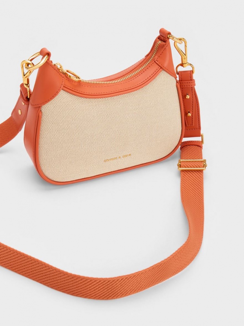 τσάντεσ ώμου Charles And Keith Mini Alcott Scarf Handle καμβα πορτοκαλι | 27904-JORU