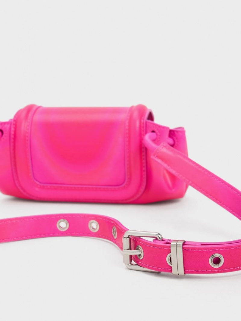 τσάντεσ χιαστί Charles And Keith Mini Blossom Curved Flap ροζ | 01763-XYGC