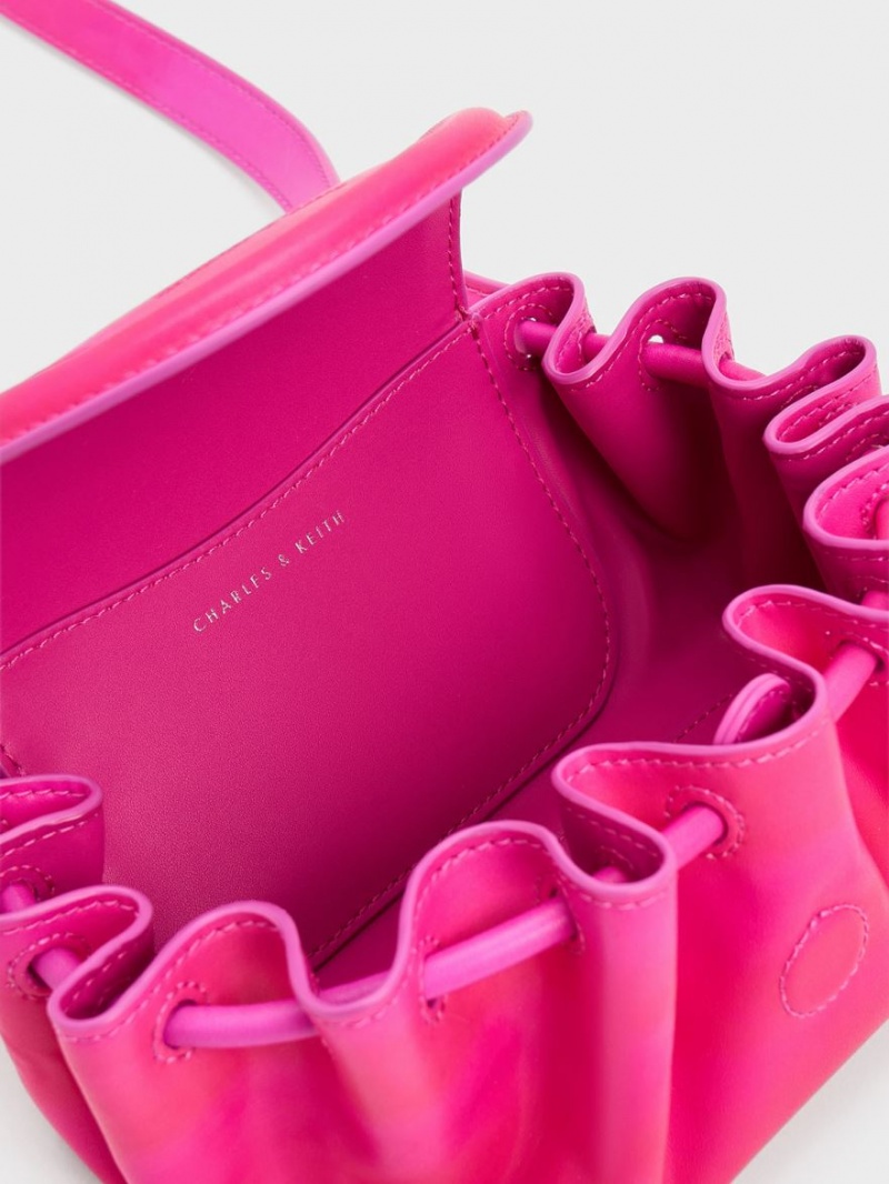 τσάντεσ χιαστί Charles And Keith Mini Blossom Curved Flap ροζ | 01763-XYGC