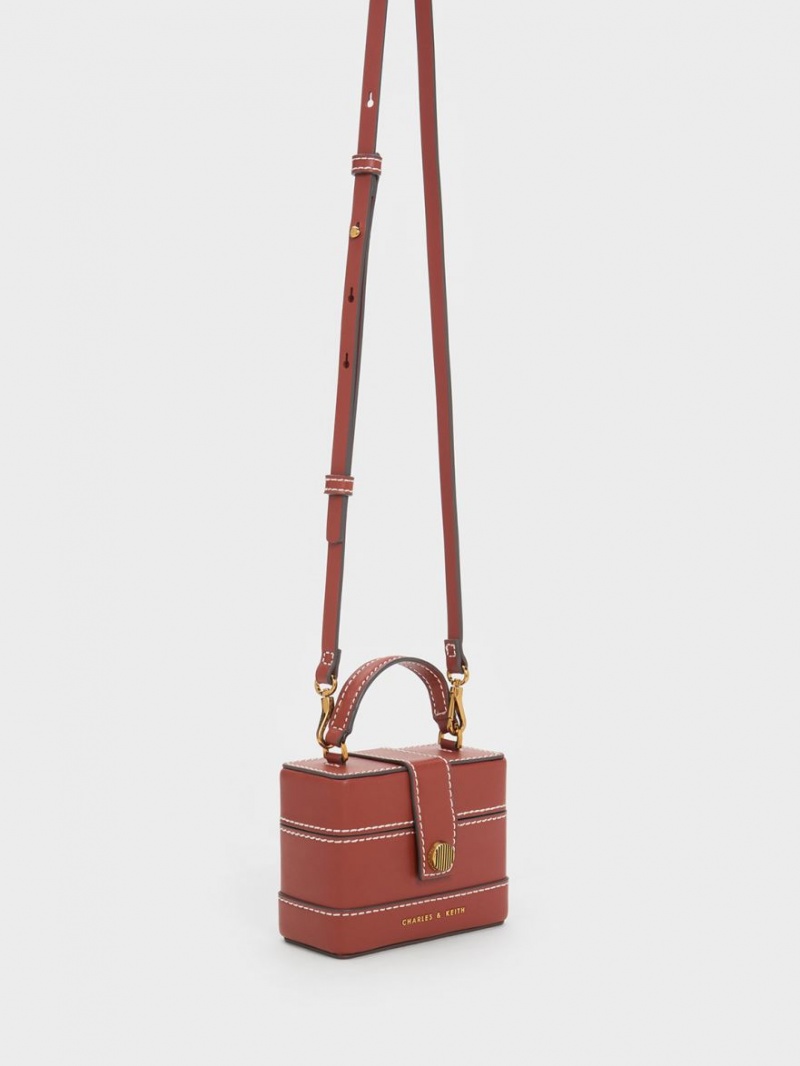 τσαντα χειροσ Charles And Keith Mini Bronte Contrast Trim Top Μπεζ | 14078-BCDI