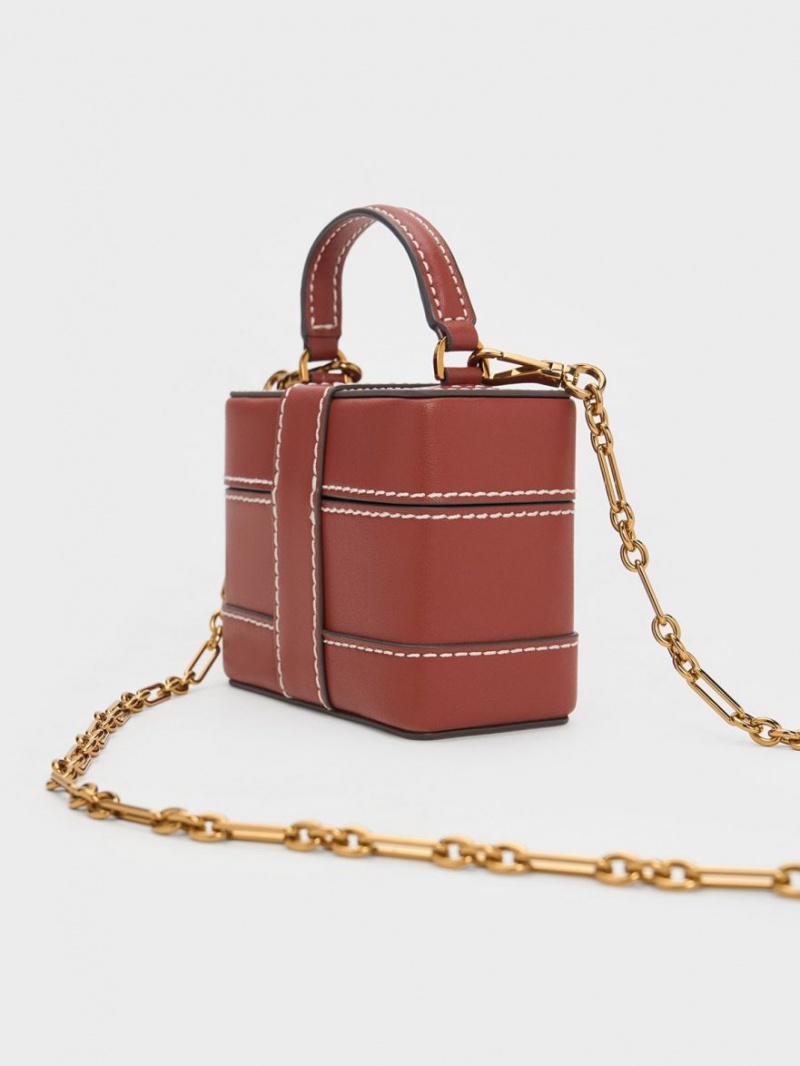 τσαντα χειροσ Charles And Keith Mini Bronte Contrast Trim Top Μπεζ | 14078-BCDI