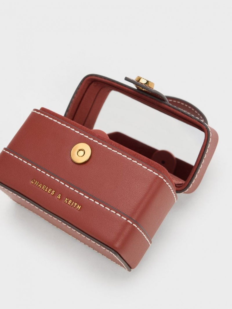 τσαντα χειροσ Charles And Keith Mini Bronte Contrast Trim Top Μπεζ | 14078-BCDI