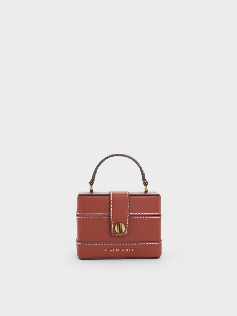 τσαντα χειροσ Charles And Keith Mini Bronte Contrast Trim Top Μπεζ | 14078-BCDI
