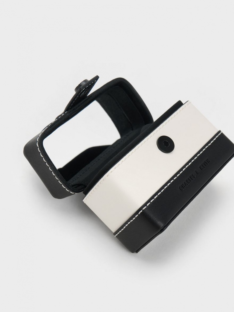 τσαντα χειροσ Charles And Keith Mini Bronte Contrast Trim Top μαυρα ασπρα | 46519-EKSZ