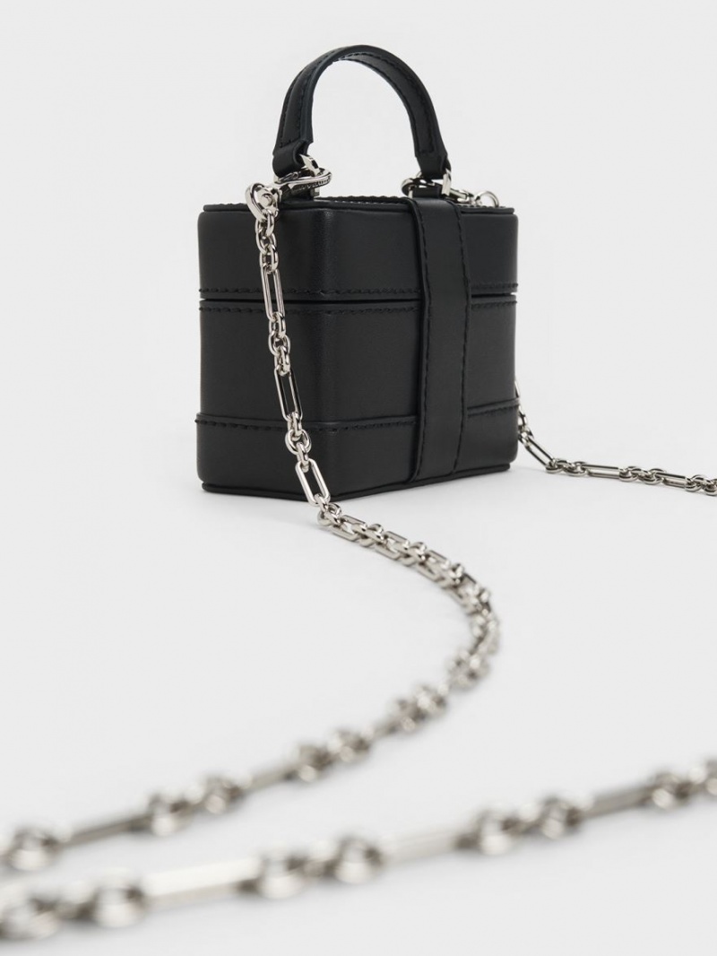 τσαντα χειροσ Charles And Keith Mini Bronte Contrast Trim Top μαυρα | 34810-VFAH
