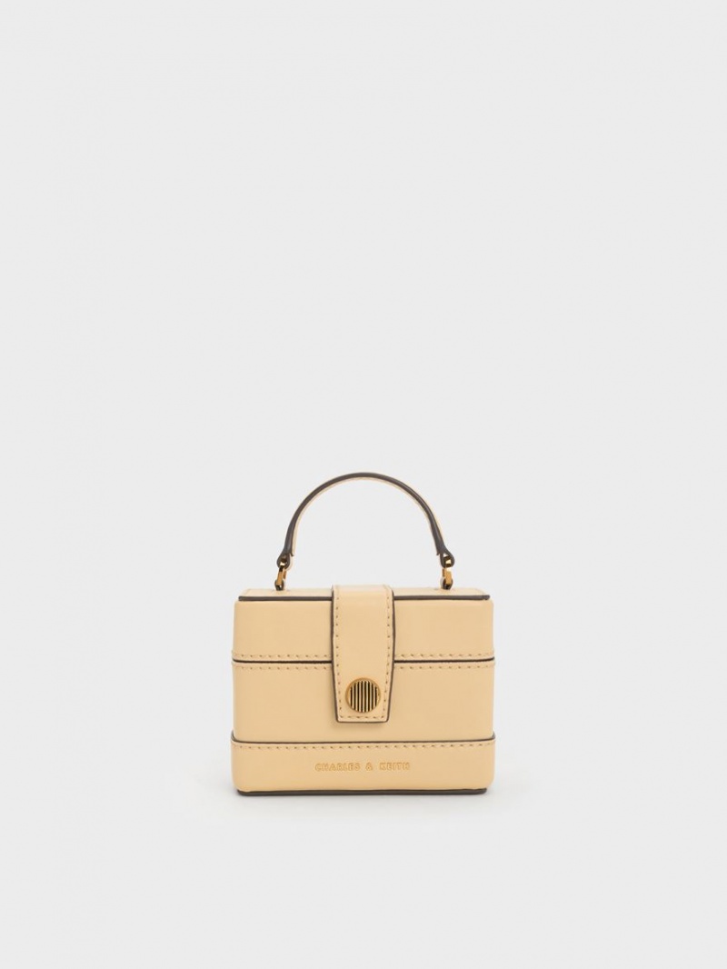 τσαντα χειροσ Charles And Keith Mini Bronte Contrast Trim Top Μπεζ | 43198-QLYD