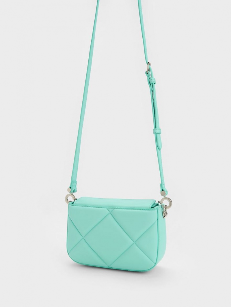 τσάντεσ ώμου Charles And Keith Mini Danika Χοντρός Chain Με Επένδυση τυρκουάζ | 58790-MPNC