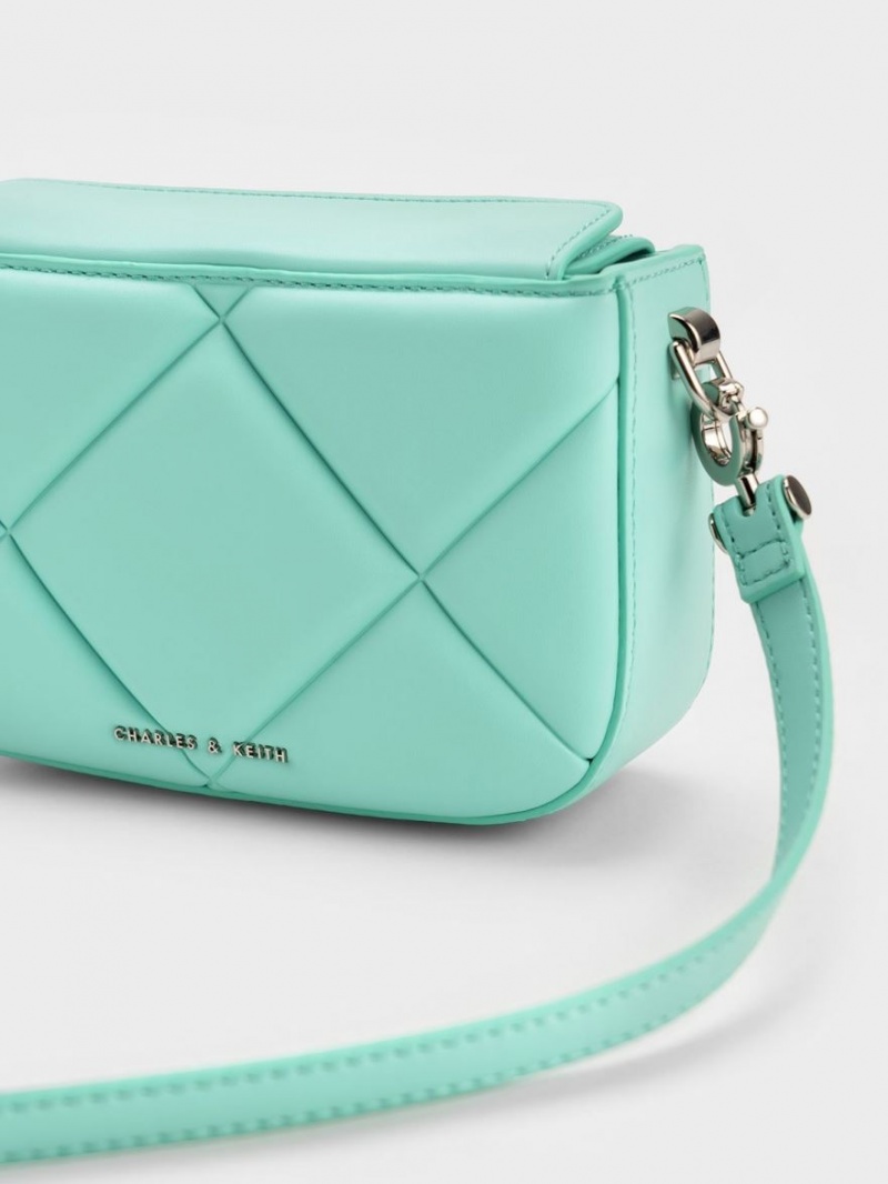 τσάντεσ ώμου Charles And Keith Mini Danika Χοντρός Chain Με Επένδυση τυρκουάζ | 58790-MPNC