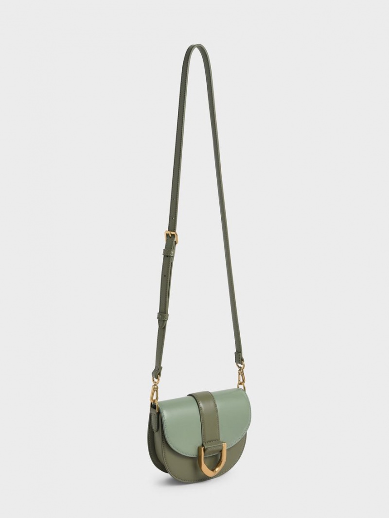Τσάντες Σέλας Charles And Keith Mini Gabine Two-Tone​ Ελιά | 54038-OQUY