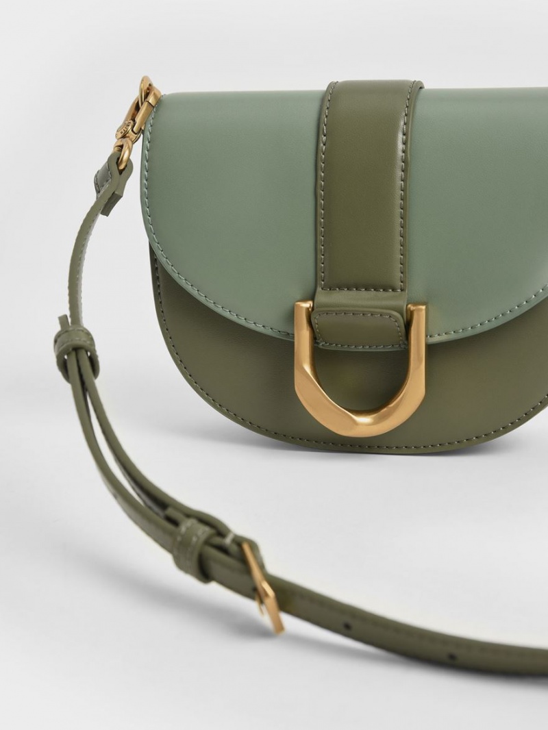 Τσάντες Σέλας Charles And Keith Mini Gabine Two-Tone​ Ελιά | 54038-OQUY