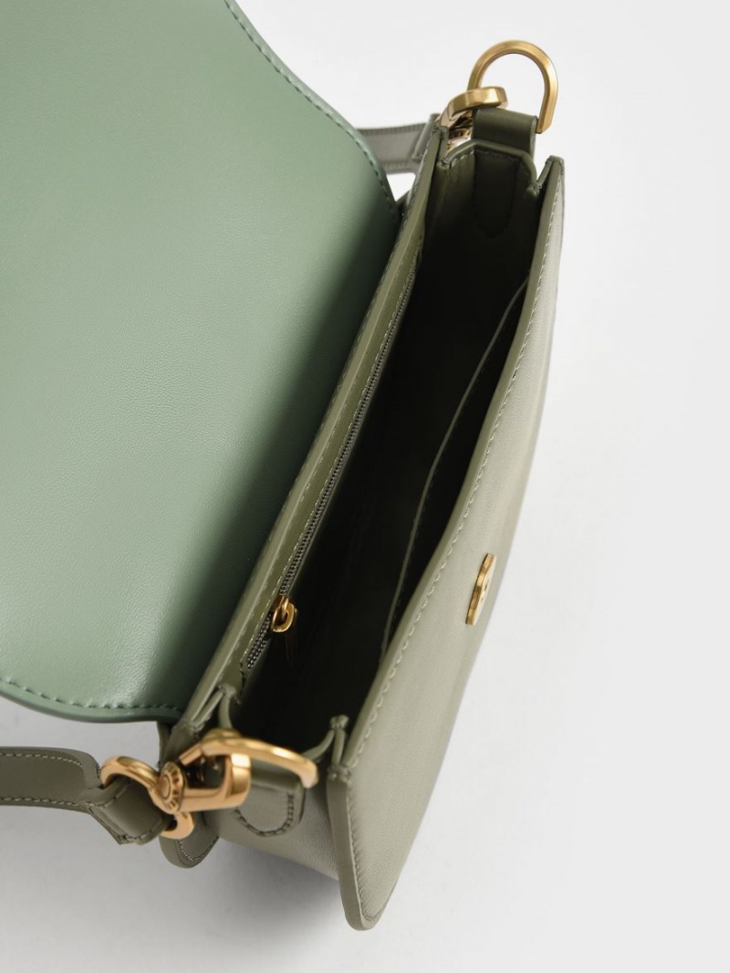 Τσάντες Σέλας Charles And Keith Mini Gabine Two-Tone​ Ελιά | 54038-OQUY