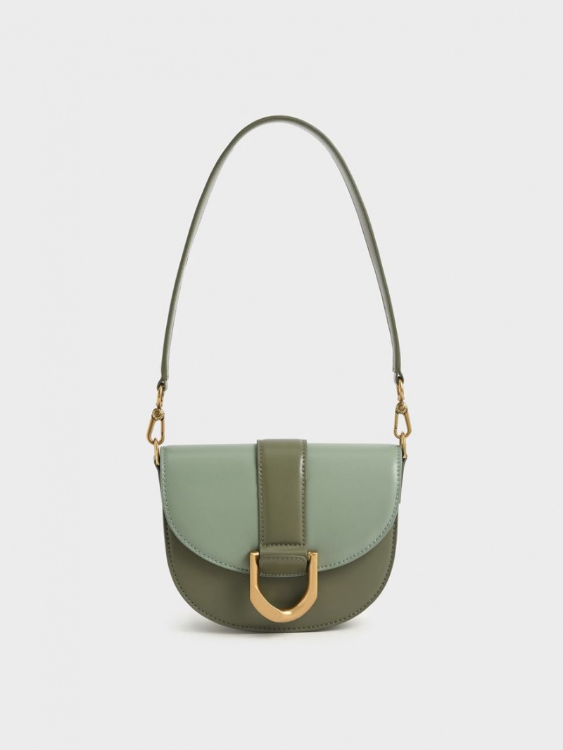 Τσάντες Σέλας Charles And Keith Mini Gabine Two-Tone​ Ελιά | 54038-OQUY