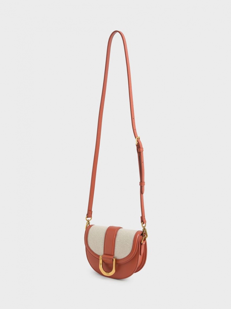 Τσάντες Σέλας Charles And Keith Mini Gabine Two-Tone​ καφε | 14257-ZUJM
