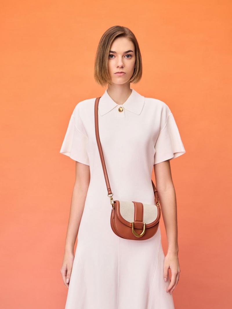 Τσάντες Σέλας Charles And Keith Mini Gabine Two-Tone​ καφε | 14257-ZUJM