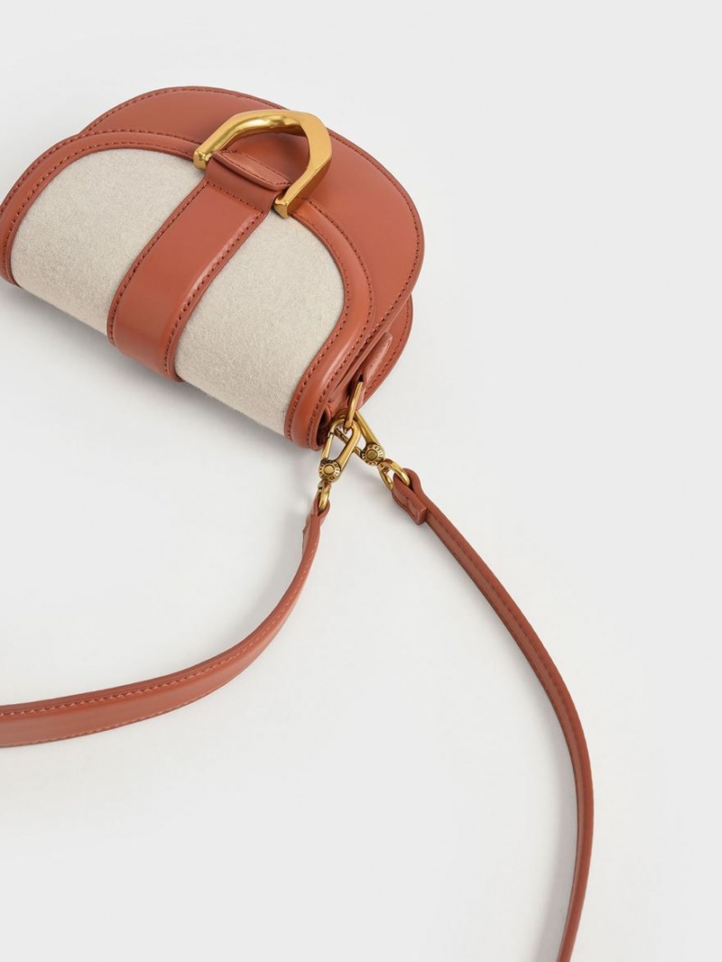 Τσάντες Σέλας Charles And Keith Mini Gabine Two-Tone​ καφε | 14257-ZUJM