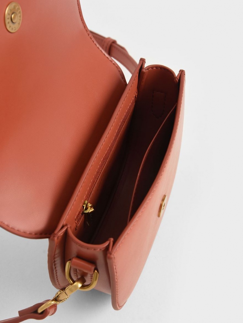 Τσάντες Σέλας Charles And Keith Mini Gabine Two-Tone​ καφε | 14257-ZUJM