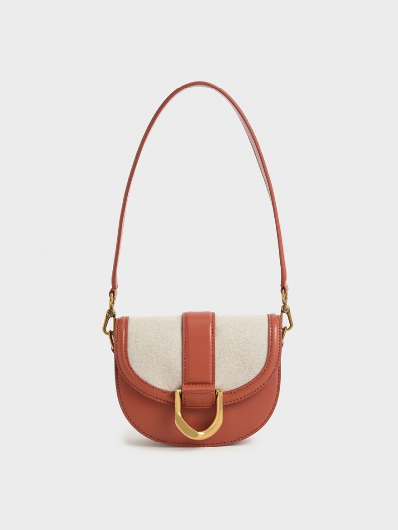 Τσάντες Σέλας Charles And Keith Mini Gabine Two-Tone​ καφε | 14257-ZUJM