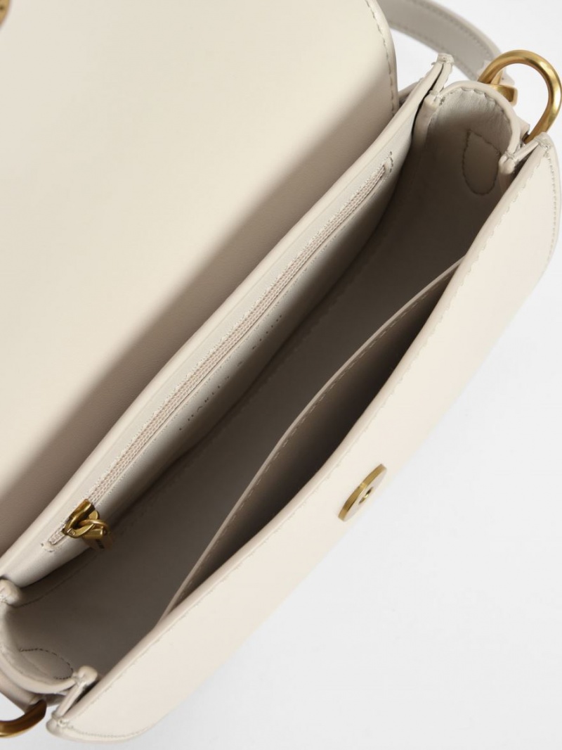 Τσάντες Σέλας Charles And Keith Mini Gabine κρέμα | 89102-WTPG