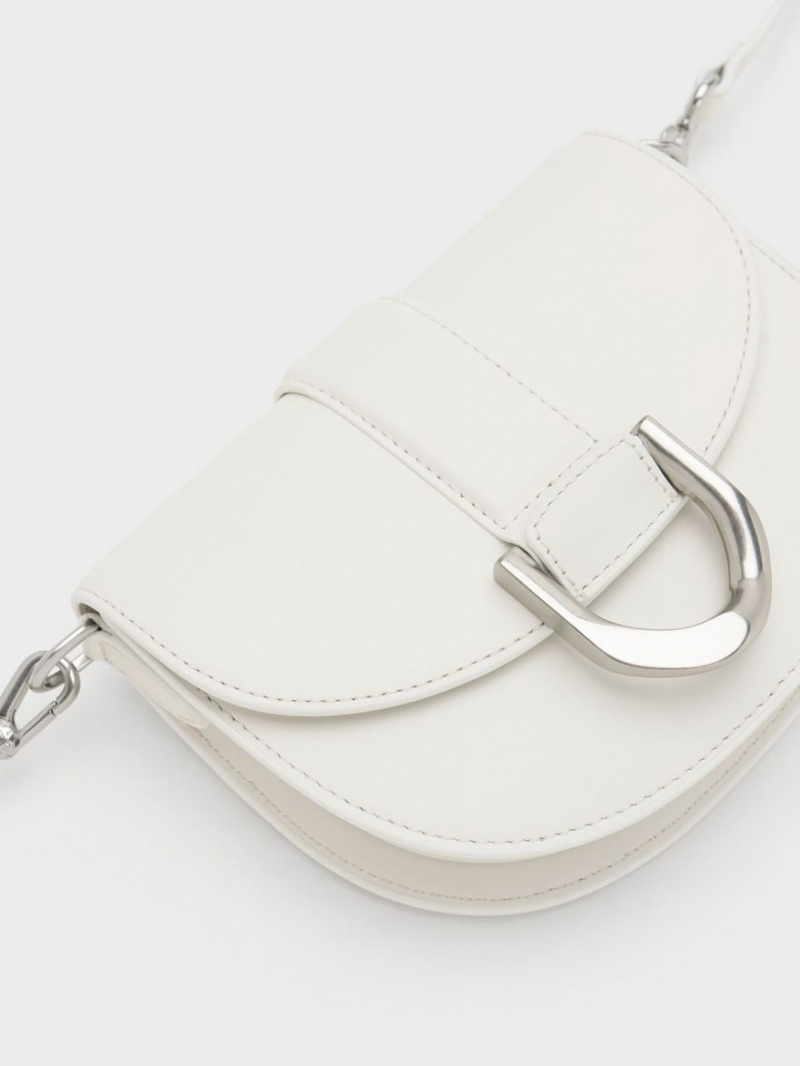 Τσάντες Σέλας Charles And Keith Mini Gabine δερματινα ασπρα | 62408-CDEY