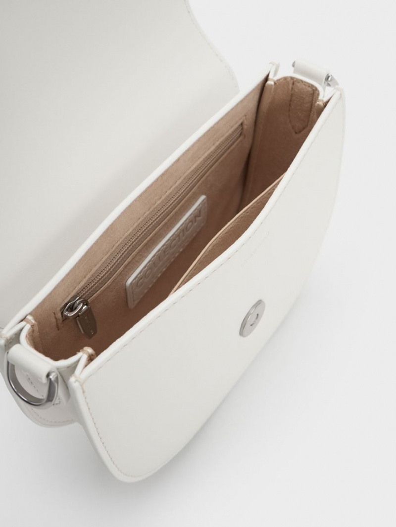 Τσάντες Σέλας Charles And Keith Mini Gabine δερματινα ασπρα | 62408-CDEY